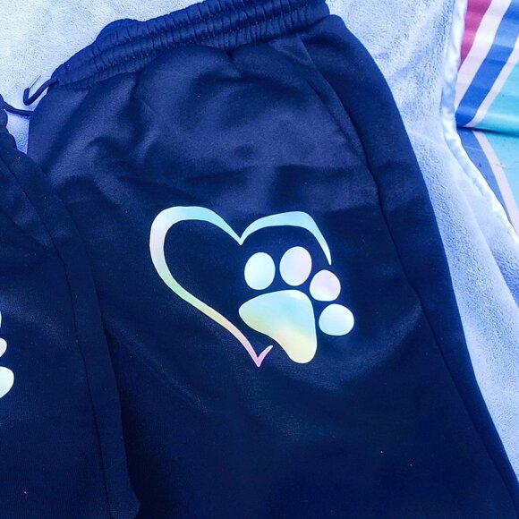 1XL Soft Black Sweatpants with Cute Pawprint Graphic, NWOT - Picture 1 of 7